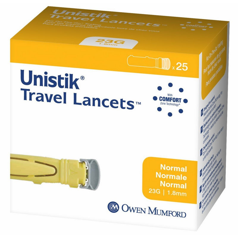 Owen Mumford AT 1008 Unistik 3 Normal Safety Lancets, 1.8mm Depth, 23 Gauge, 25 Count