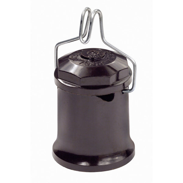 Leviton 167 Medium Base, Two-Piece, Keyless, Incandescent, Phenolic Lampholder, Pin-Type, Single Circuit, Feed-Through, Includes Hook, Black