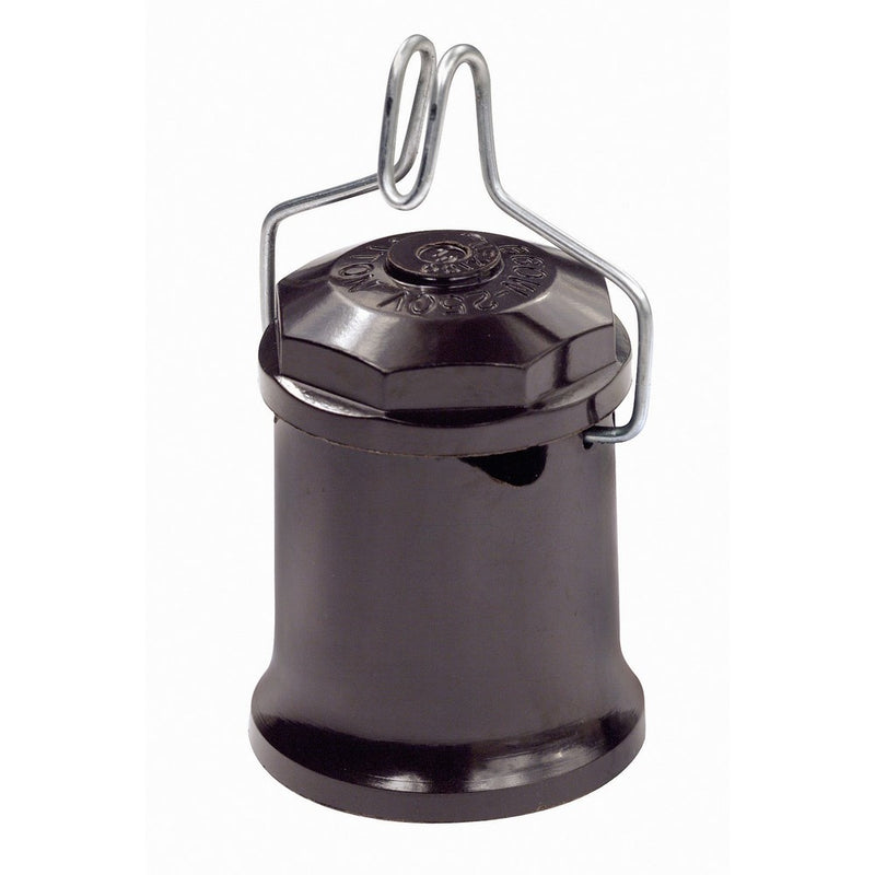 Leviton 167 Medium Base, Two-Piece, Keyless, Incandescent, Phenolic Lampholder, Pin-Type, Single Circuit, Feed-Through, Includes Hook, Black