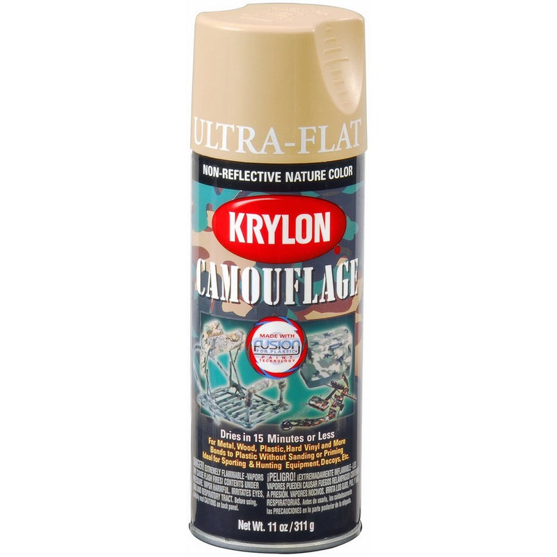 Krylon K04295000 Camouflage With Fusion For Plastic Paint Technology Aerosol Spray Paint, 11-Ounce, Camouflage Sand