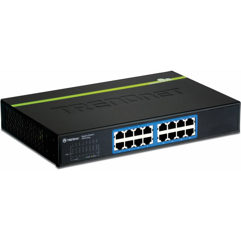 TRENDnet 16-Port Unmanaged Gigabit GREENnet Desktop Metal Housing Switch, 16 x 10/100/1000Mbps Auto-MDIX RJ-45 Ports, 32 Gbps Forwarding Capacity, Lifetime Protection, TEG-S16DG