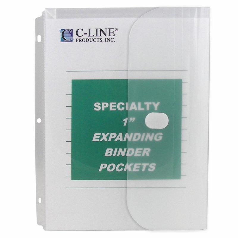 C-Line Biodegradable Acid-Free Poly Binder Pocket with 1-Inch Gusset, Side Loading, Clear, 10 Pockets per Pack (33747)
