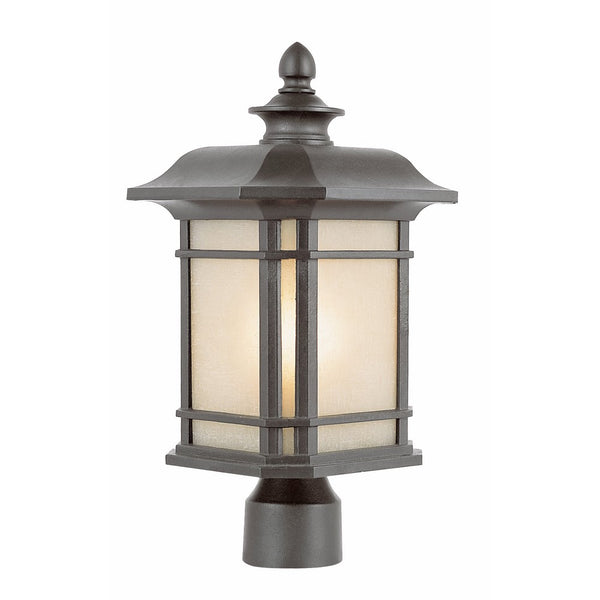 Trans Globe Lighting 5823 RT Outdoor San Miguel 13.5" Postmount Lantern, Rust