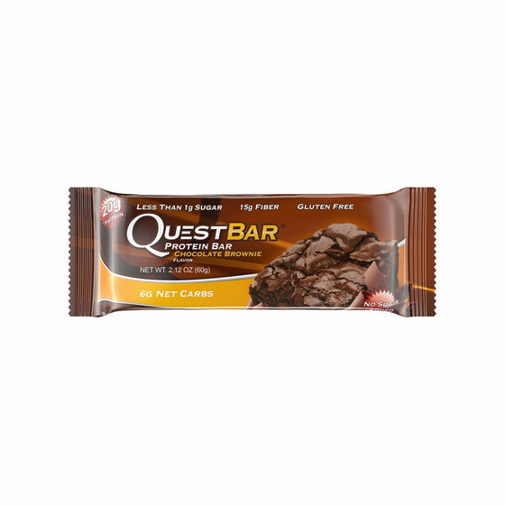 Quest Nutrition Protein Bar, Chocolate Brownie, 20g Protein, 5g Net Carbs, 180 Cals, High Protein Bars, Low Carb Bars,2.1 oz Bar, 12 Count, Packaging May Vary