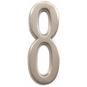 Distinctions by Hillman 843288 4-Inch Die Cast Self-Adhesive House Address Plaque, Brushed Nickel, Number 8