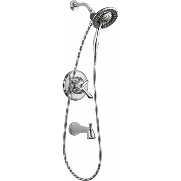 Delta T17494-I Linden 17 Series Dual-Function Tub and Shower Trim Kit with 2-Spray In2ition 2-in-1 Hand Held Shower Head with Hose, Chrome (Valve Not Included)