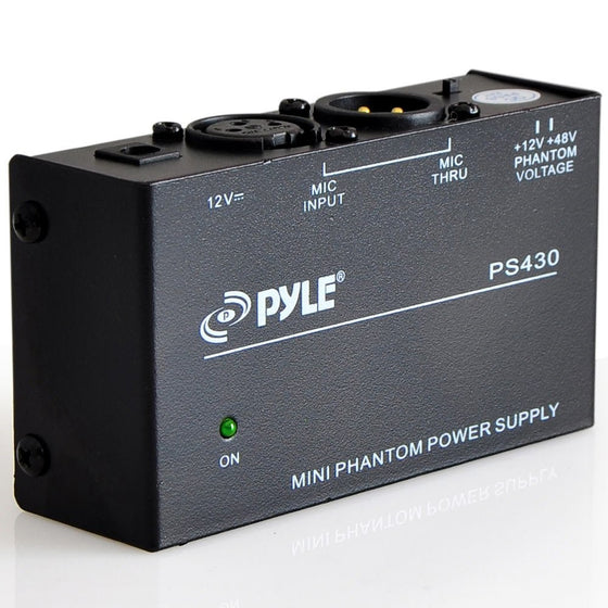 Pyle 1-Channel 48V Phantom Power Supply with Adapter, or Any Condenser Microphone Music Recording Equipment