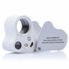 KINGMAS Jewelry Loupe 2-Lens Magnifying glass 30x 60x Jewelers Eye Loupes LED Illuminated Magnifier