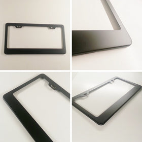 Matte Black Powder Coated 100% Stainless Steel License Plate Frame Holder Tag