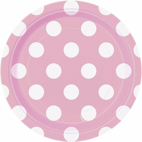 Light Pink Polka Dot Paper Cake Plates, 8ct