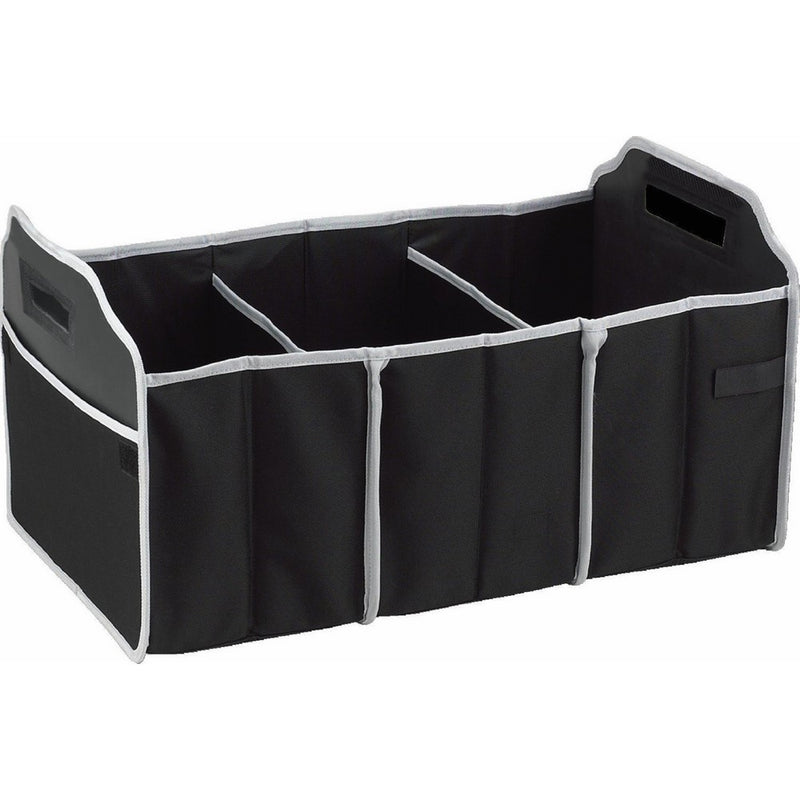 Focus Car Trunk Organizer, 3 Large Sections Collapsible Folding Storage Bin, Black