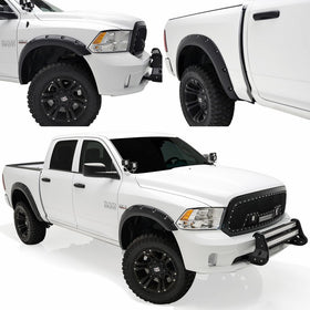 E-Autogrilles 20291 Black Fender Flare (Pocket Rivet Style Front Rear for 09-15 Dodge Ram 1500)