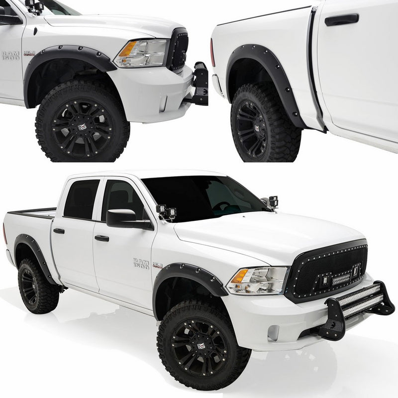 E-Autogrilles 20291 Black Fender Flare (Pocket Rivet Style Front Rear for 09-15 Dodge Ram 1500)