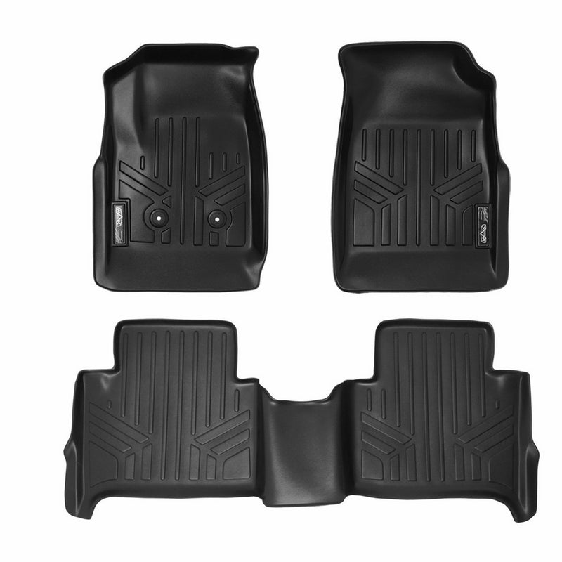 MAXFLOORMAT Floor Mats 2 Row Set Black for 2015-2018 Chevy Colorado Crew Cab / GMC Canyon Crew Cab