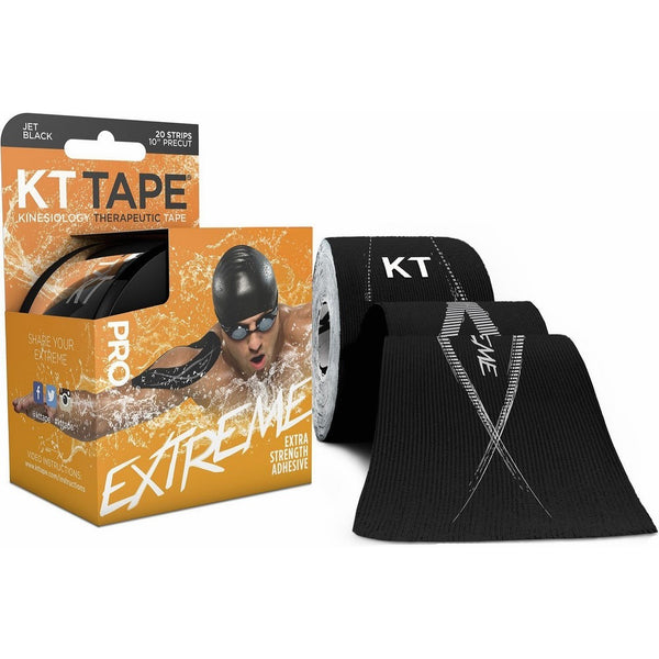 KT Tape Pro Extreme Therapeutic Elastic Kinesiology Sports Tape, 20 Pre cut 10 inch Strips, 100% Synthetic Water Resistant Breathable, Pro & Olympic Choice