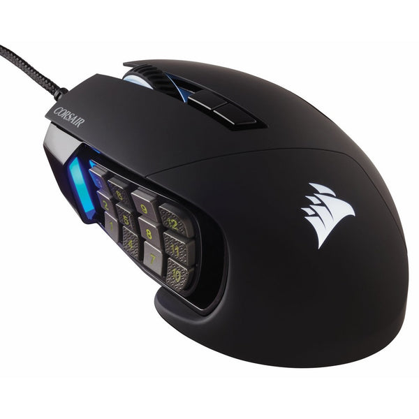 Corsair Scimitar Pro RGBMMO16,000 DPI Optical Sensor 12 Programmable Side Buttons Gaming Mouse - Black