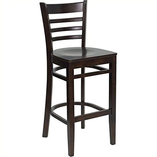 Flash Furniture HERCULES Series Ladder Back Walnut Wood Restaurant Barstool