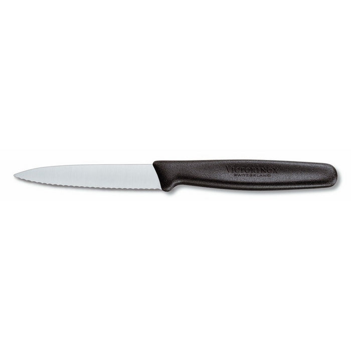 Victorinox 3.25 Inch Paring Knife with Serrated Edge, Spear Point, Black