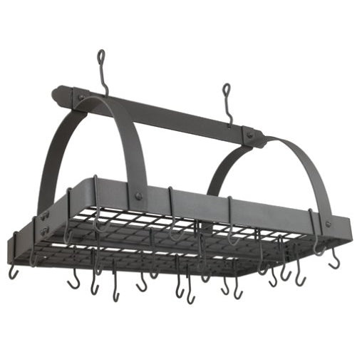 Old Dutch Rectangular Hanging Pot Rack with Grid & 24 Hooks, Graphite, 30" x 20.5" x 15.75"