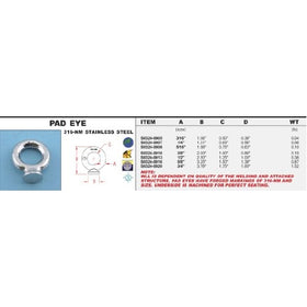 316-NM Stainless Steel Pad Eye 3/8" (S0324-0010)