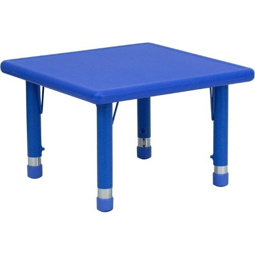 Flash Furniture 24'' Square Blue Plastic Height Adjustable Activity Table