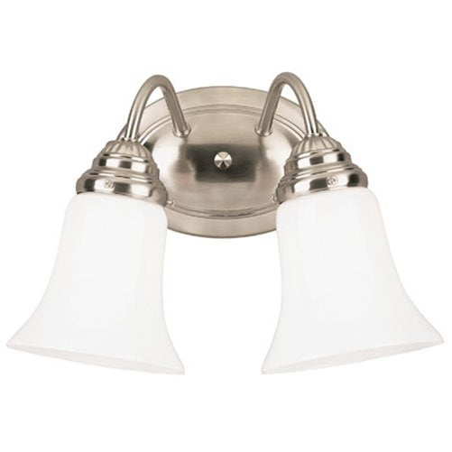 Westinghouse 6461700 Two Light Interior Wall Fixture Brushed Nickel Finish with White Opal Glass