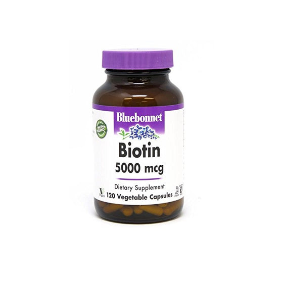 Bluebonnet Biotin 5000 mcg Vegetable Capsules, 120 Count