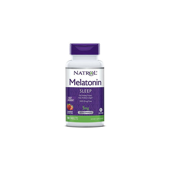 Natrol Melatonin 5mg, Strawberry, 90 Fast Dissolve Tablets - Pack of 2