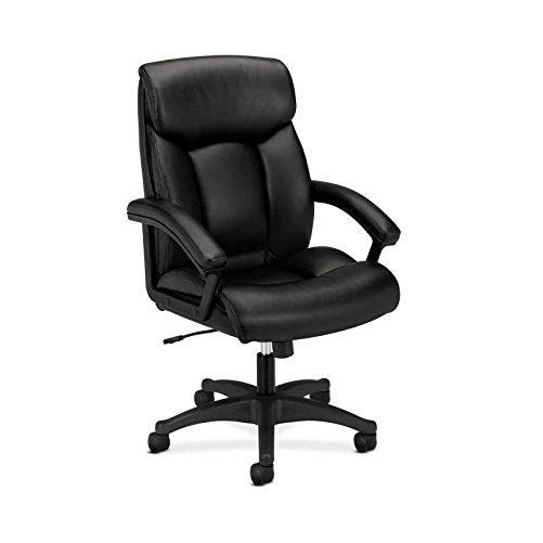 HON HVL151.SB11 Leather Executive Chair - High-Back Computer Chair for Office Desk, Black (VL151)