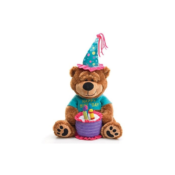Adorable Happy Birthday Teddy Bear With Cake That Plays "Happy Birthday To You"