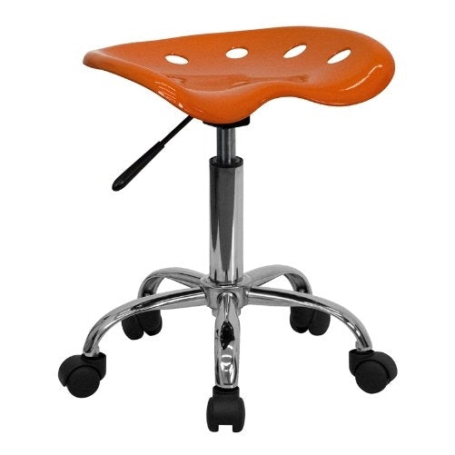 Flash Furniture Vibrant Orange Tractor Seat and Chrome Stool