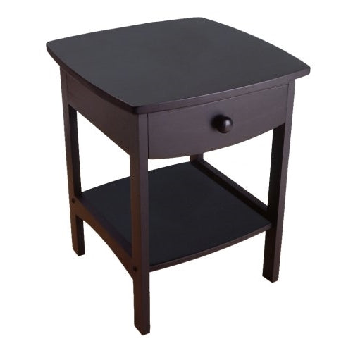 Winsome Wood End Table/Night Stand with Drawer and Shelf, Black