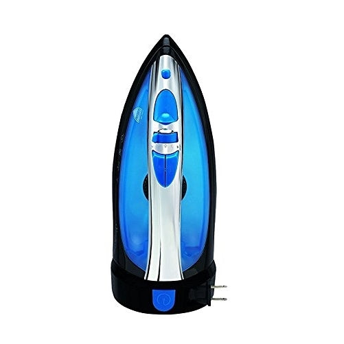 Sunbeam Steam Master 1400 Watt Mid-size Anti-Drip Non-Stick Soleplate Iron with Variable Steam control and 8' Retractable Cord, Black/Blue, GCSBCL-202-000