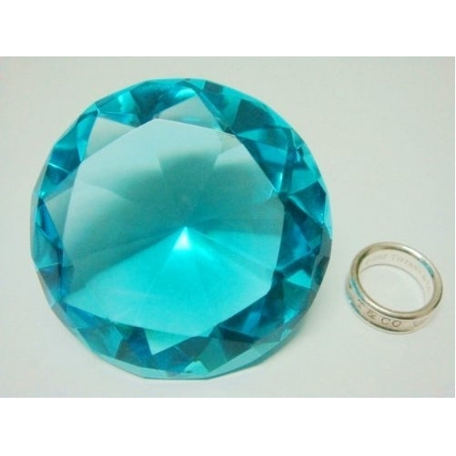 Mother's Day Special: Small Sea Mist Color Glass Crystal Diamond Shaped Paperweight 2.25"