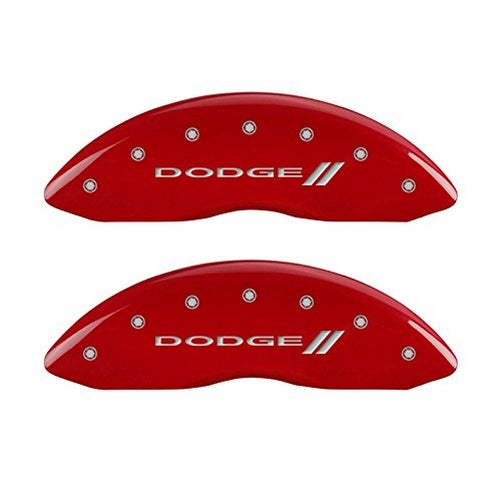 MGP Caliper Covers 12192SDD3RD'Dodge ll' Engraved Caliper Cover with Red Powder Coat Finish and Silver Characters, (Set of 4)