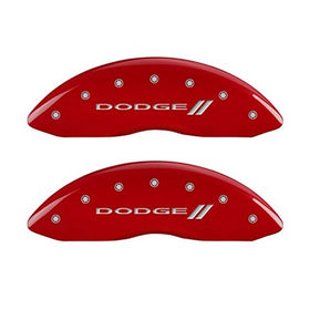 MGP Caliper Covers 12162SDD3RD 'Dodge ll' Engraved Caliper Cover with Red Powder Coat Finish and Silver Characters, (Set of 4)