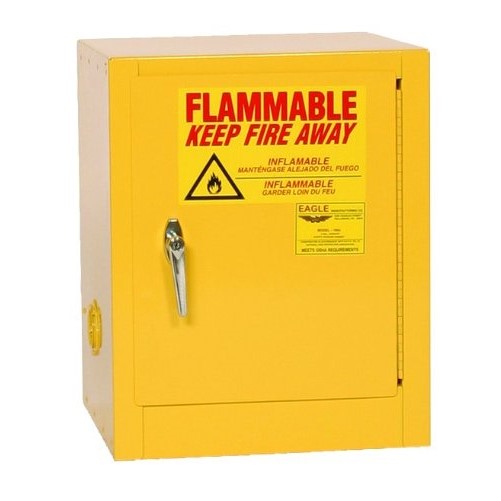 Eagle 1901 Safety Cabinet for Flammable Liquids, 1 Door Manual Close, 2 gallon, 17-1/4"Height, 17-1/4"Width, 18"Depth, Steel, Yellow