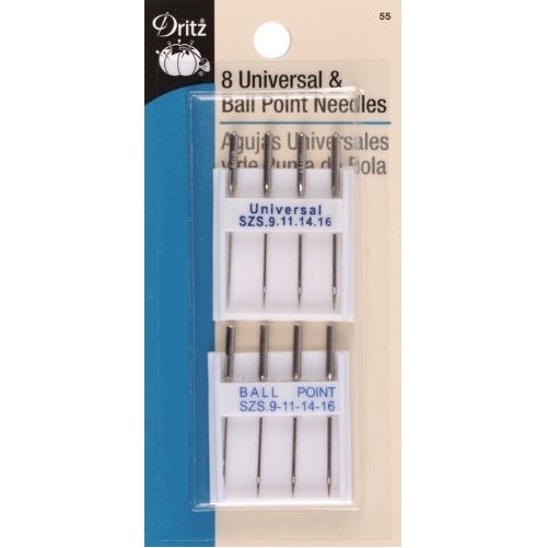 Dritz 55 8-Piece Universal and Ball Point Machine Needles