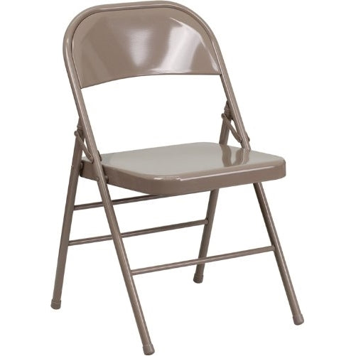 Flash Furniture HERCULES Series Triple Braced & Double Hinged Beige Metal Folding Chair