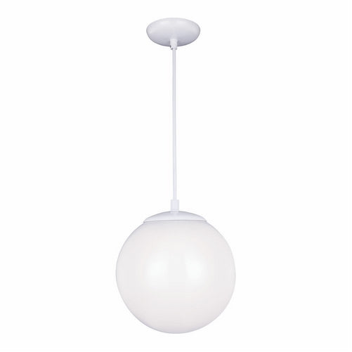 Sea Gull Lighting 6020-15 Hanging Globe One-Light Pendant with Smooth White Glass Diffuser, White Finish