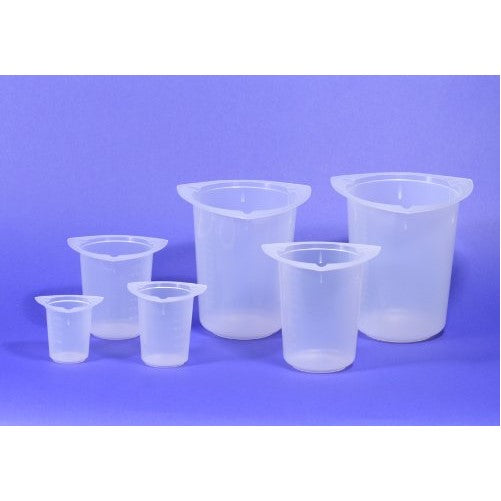 Globe Scientific 3640 Polypropylene Tri-Corner Beaker, Graduated, 50ml Capacity (Case of 100)