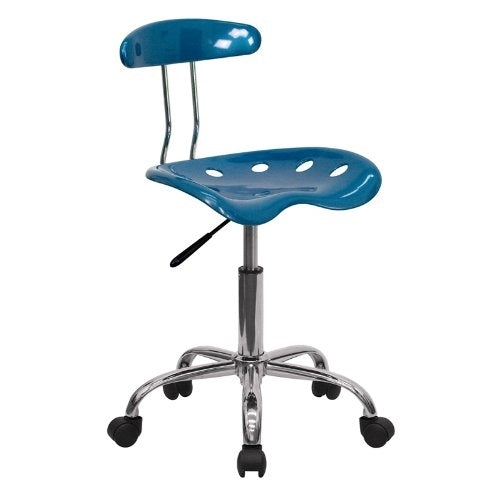 Flash Furniture Vibrant Bright Blue and Chrome Swivel Task Chair with Tractor Seat