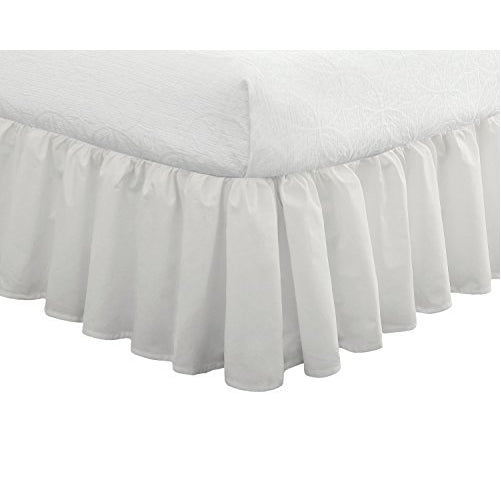 Fresh Ideas Bedding Ruffled Bedskirt, Classic 14" drop length, Gathered Styling, Queen, White