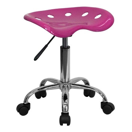 Flash Furniture Vibrant Pink Tractor Seat and Chrome Stool