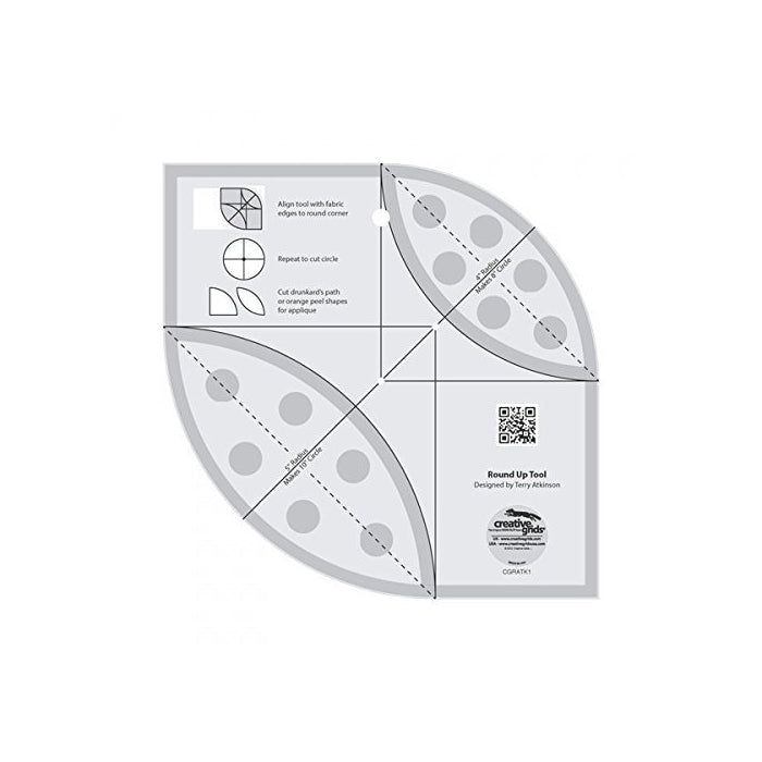 Creative Grids Round Up Tool for Quilting Rounded Corners Template Ruler CGRATK1
