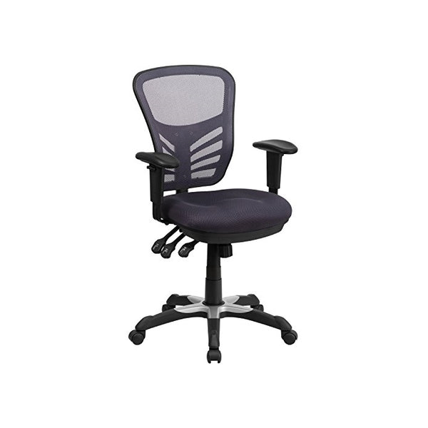 Flash Furniture Mid-Back Dark Gray Mesh Multifunction Executive Swivel Chair with Adjustable Arms