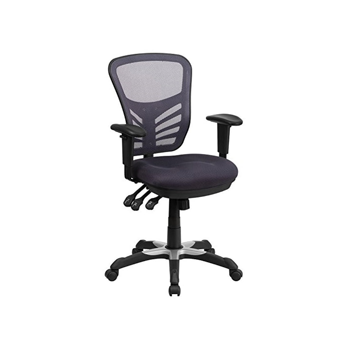 Flash Furniture Mid-Back Dark Gray Mesh Multifunction Executive Swivel Chair with Adjustable Arms