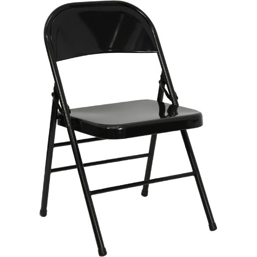 Flash Furniture HERCULES Series Triple Braced & Double Hinged Black Metal Folding Chair