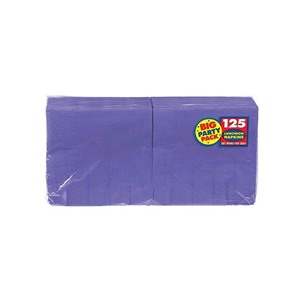 New Purple Big Party Pack - Lunch Napkins, 125 Count, 13in X 13in, 2 ply