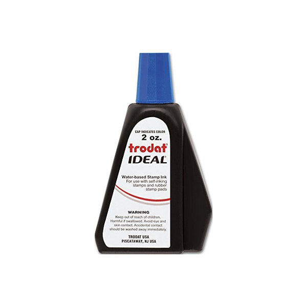 Trodat 53025 Ideal Premium Replacement Ink for Use with Most Self Inking and Rubber Stamp Pads, 2 oz, Blue